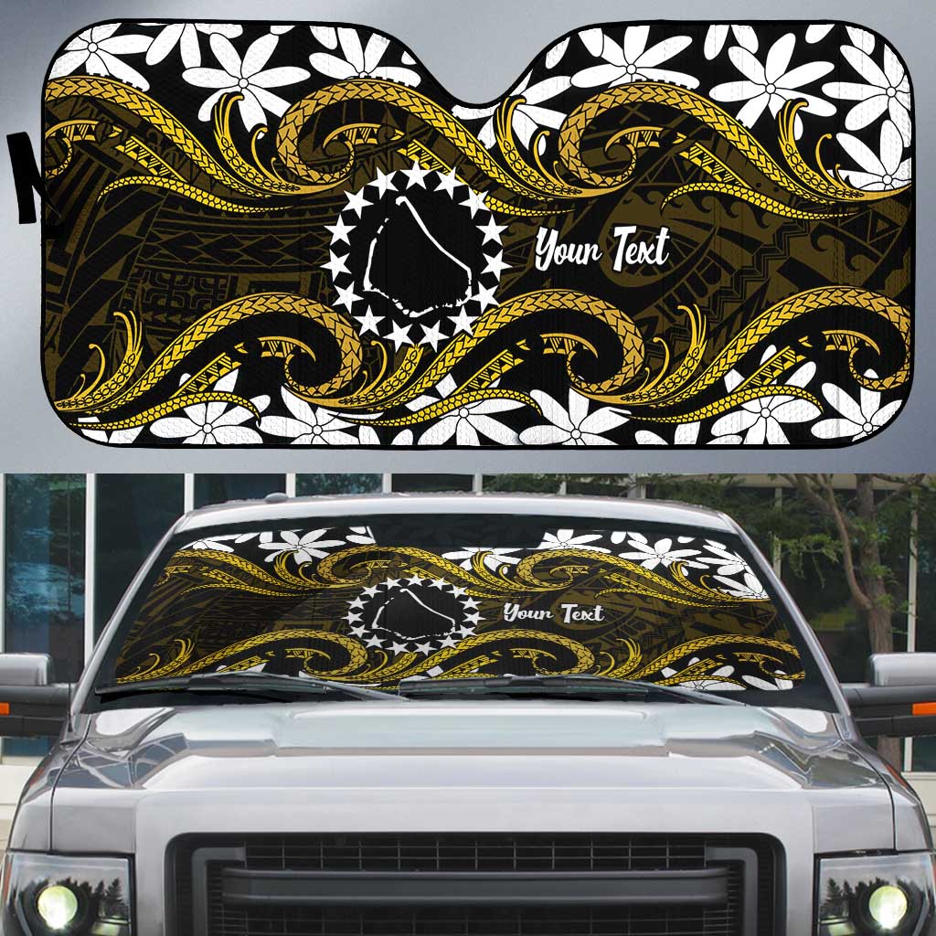 Personalised Cook Islands Manihiki Auto Sun Shade Tiare Maori Polynesian Waves Tattoo