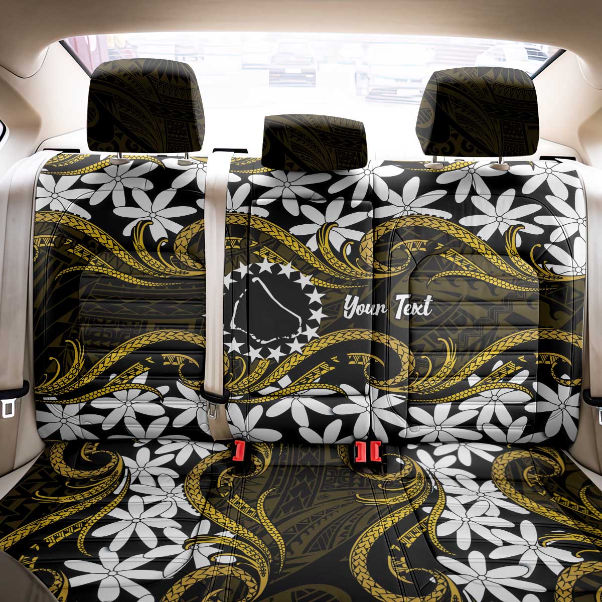 Personalised Cook Islands Manihiki Back Car Seat Cover Tiare Maori Polynesian Waves Tattoo