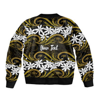 Personalised Cook Islands Manihiki Bomber Jacket Tiare Maori Polynesian Waves Tattoo