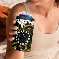 Personalised Cook Islands Manihiki 4 in 1 Can Cooler Tumbler Tiare Maori Polynesian Waves Tattoo