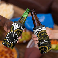Personalised Cook Islands Manihiki 4 in 1 Can Cooler Tumbler Tiare Maori Polynesian Waves Tattoo