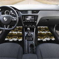 Personalised Cook Islands Manihiki Car Mats Tiare Maori Polynesian Waves Tattoo LT14 Set 2pcs - Front Gold - Polynesian Pride
