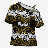 Personalised Cook Islands Manihiki Cross Shoulder Shirt Tiare Maori Polynesian Waves Tattoo