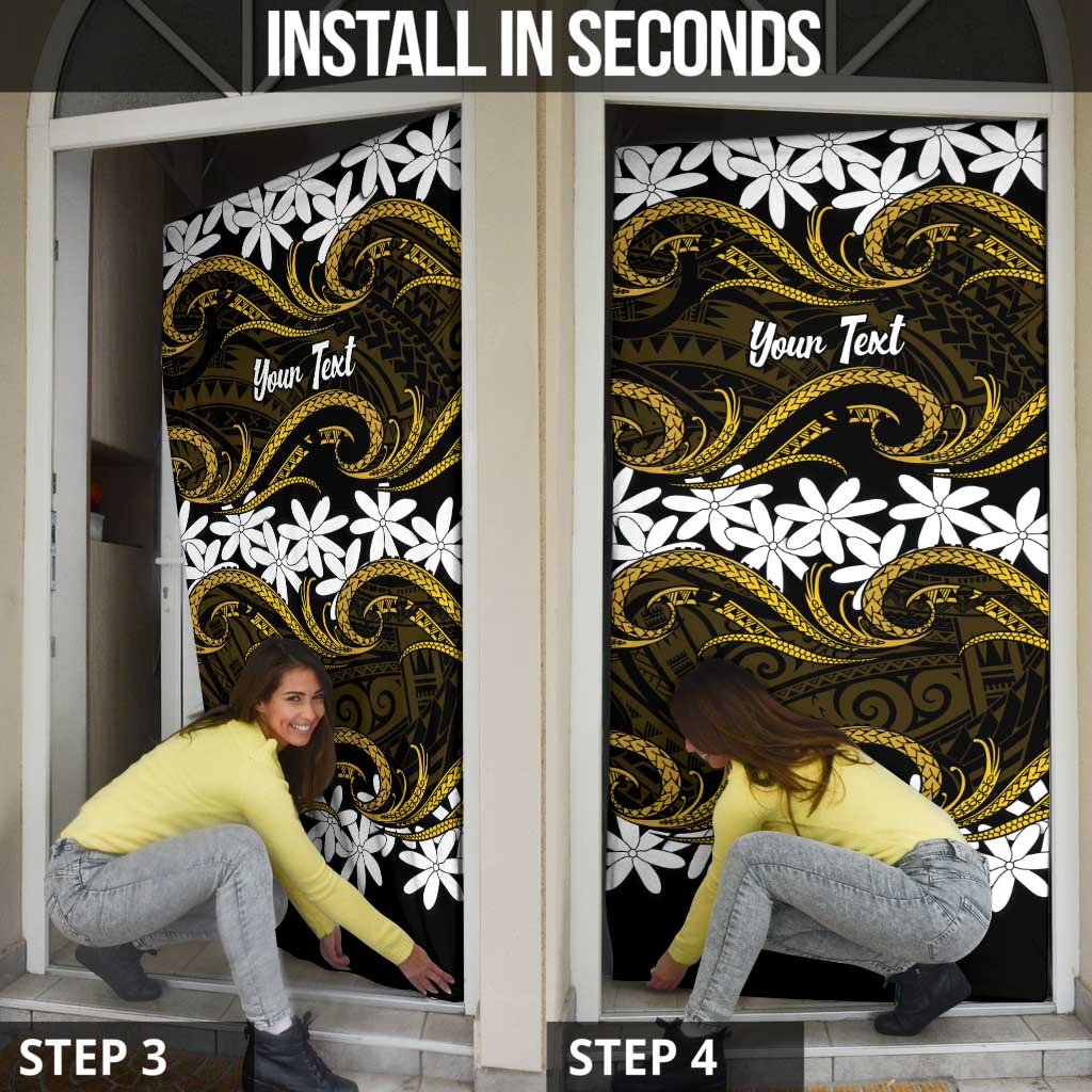 Personalised Cook Islands Manihiki Door Cover Tiare Maori Polynesian Waves Tattoo