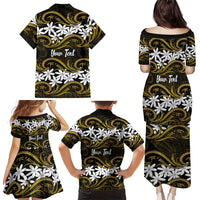 Personalised Cook Islands Manihiki Family Matching Puletasi and Hawaiian Shirt Tiare Maori Polynesian Waves Tattoo LT14 - Polynesian Pride