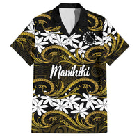 Personalised Cook Islands Manihiki Family Matching Summer Maxi Dress and Hawaiian Shirt Tiare Maori Polynesian Waves Tattoo LT14 Dad's Shirt - Short Sleeve Gold - Polynesian Pride