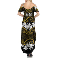 Personalised Cook Islands Manihiki Family Matching Summer Maxi Dress and Hawaiian Shirt Tiare Maori Polynesian Waves Tattoo LT14 - Polynesian Pride