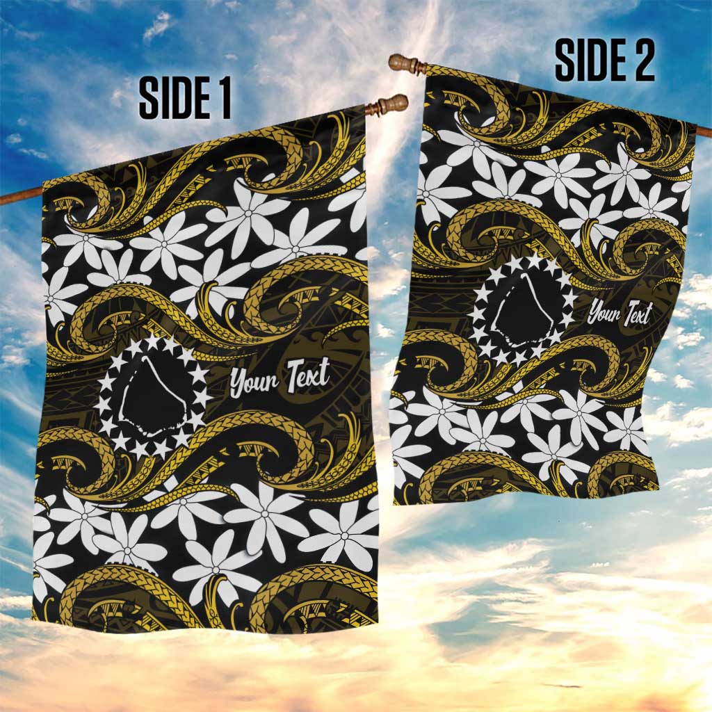 Personalised Cook Islands Manihiki Garden Flag Tiare Maori Polynesian Waves Tattoo