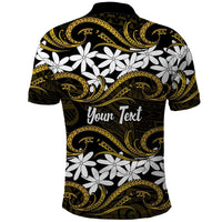 Personalised Cook Islands Manihiki Polo Shirt Tiare Maori Polynesian Waves Tattoo