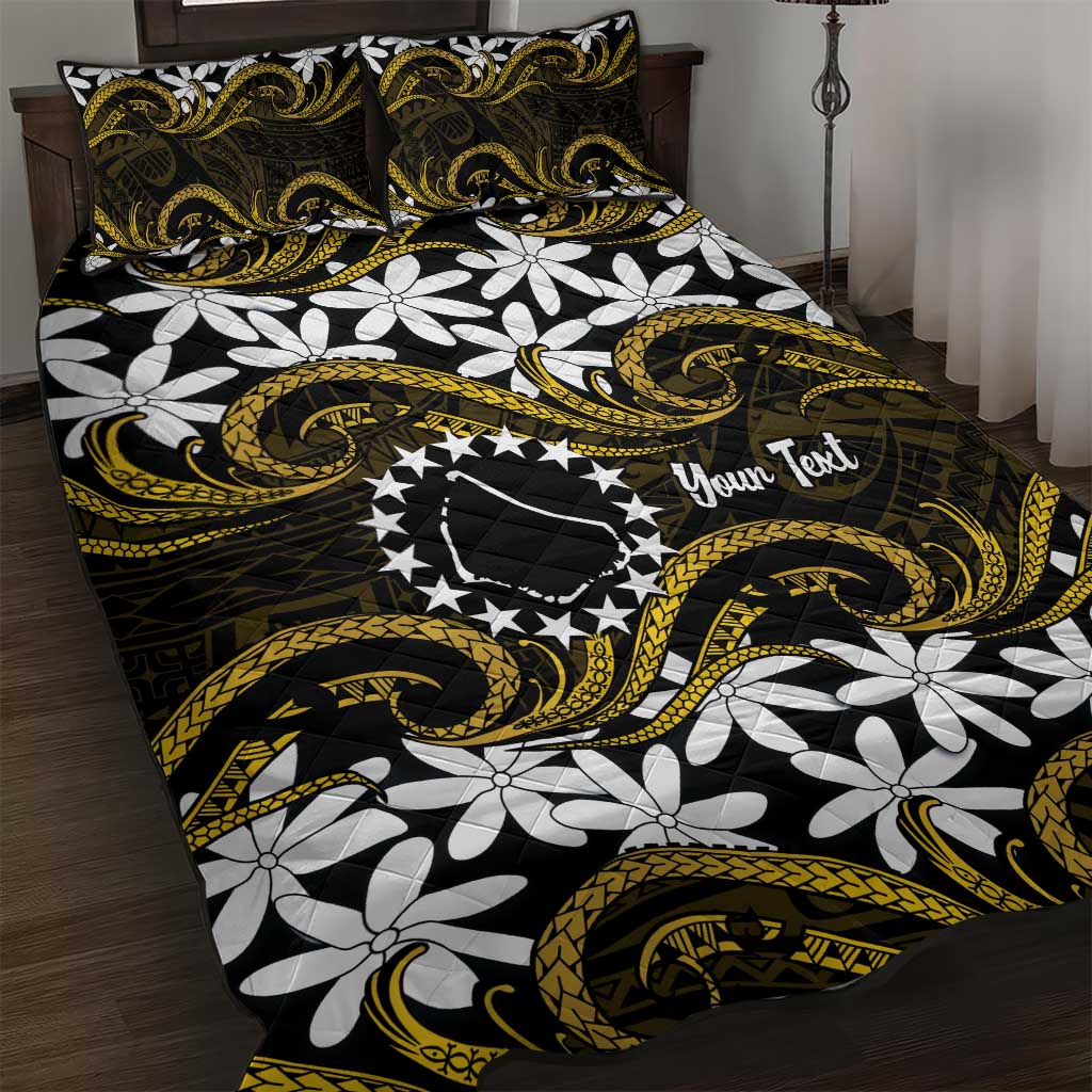 Personalised Cook Islands Manihiki Quilt Bed Set Tiare Maori Polynesian Waves Tattoo