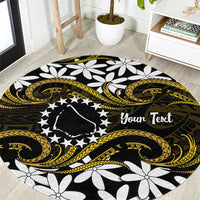 Personalised Cook Islands Manihiki Round Carpet Tiare Maori Polynesian Waves Tattoo