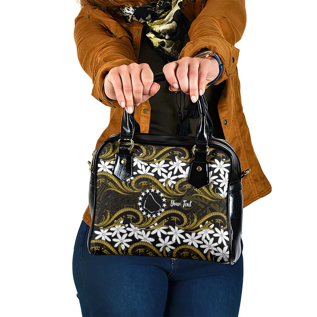 Personalised Cook Islands Manihiki Shoulder Handbag Tiare Maori Polynesian Waves Tattoo