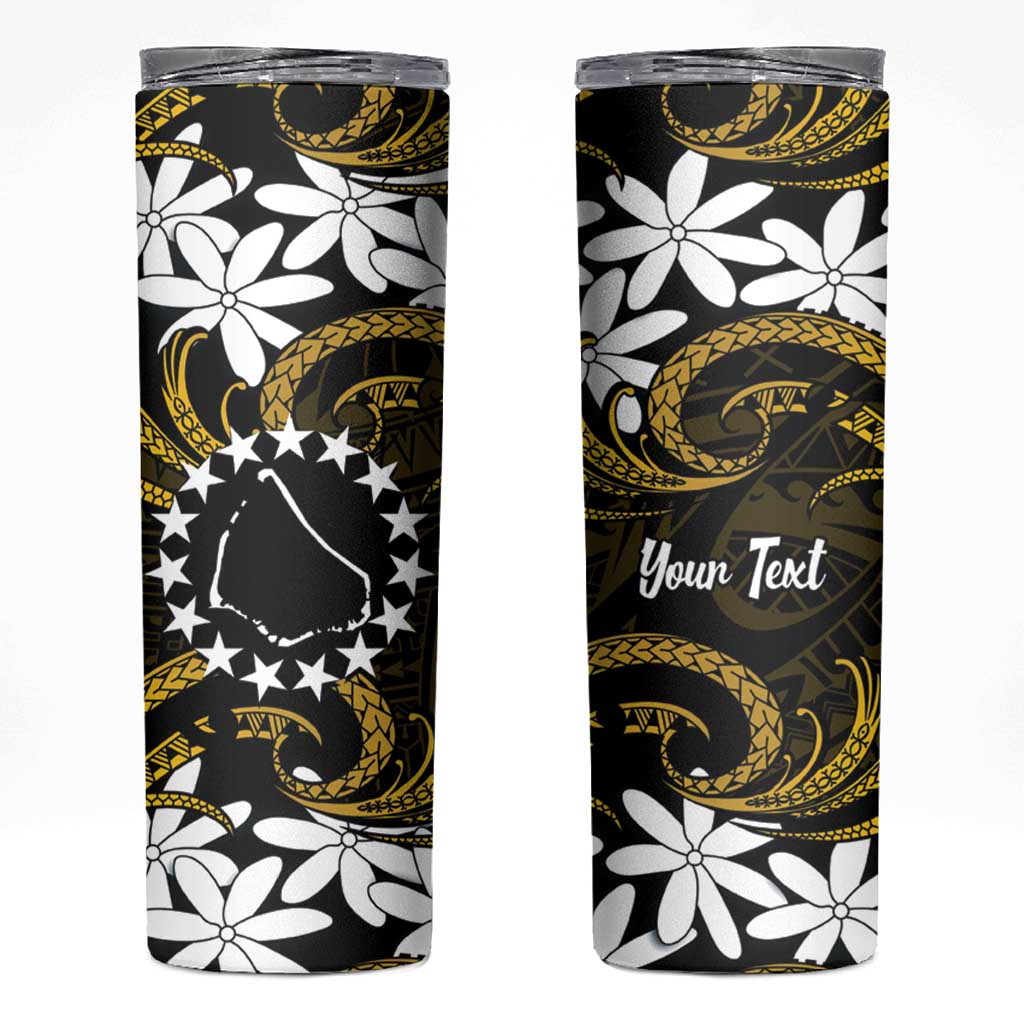 Personalised Cook Islands Manihiki Skinny Tumbler Tiare Maori Polynesian Waves Tattoo