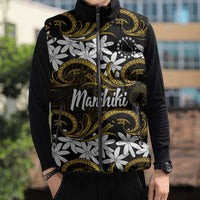 Personalised Cook Islands Manihiki Sleeveless Puffer Jacket Tiare Maori Polynesian Waves Tattoo LT14 - Polynesian Pride