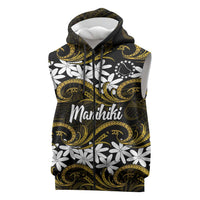 Personalised Cook Islands Manihiki Sleeveless Zip Hoodie Tiare Maori Polynesian Waves Tattoo