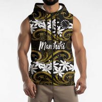 Personalised Cook Islands Manihiki Sleeveless Zip Hoodie Tiare Maori Polynesian Waves Tattoo