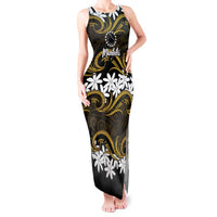 Personalised Cook Islands Manihiki Tank Maxi Dress Tiare Maori Polynesian Waves Tattoo LT14 Women Gold - Polynesian Pride