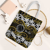 Personalised Cook Islands Manihiki Tote Bag Tiare Maori Polynesian Waves Tattoo