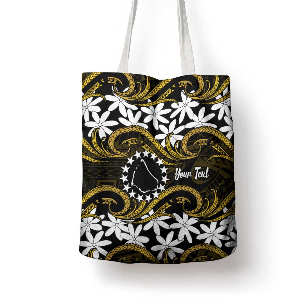 Personalised Cook Islands Manihiki Tote Bag Tiare Maori Polynesian Waves Tattoo