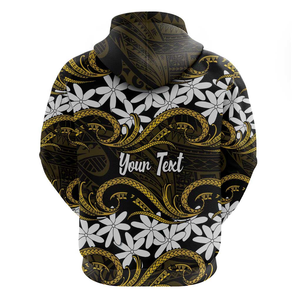 Personalised Cook Islands Manihiki Zip Hoodie Tiare Maori Polynesian Waves Tattoo LT14 - Polynesian Pride
