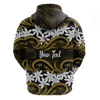 Personalised Cook Islands Manihiki Zip Hoodie Tiare Maori Polynesian Waves Tattoo LT14 - Polynesian Pride