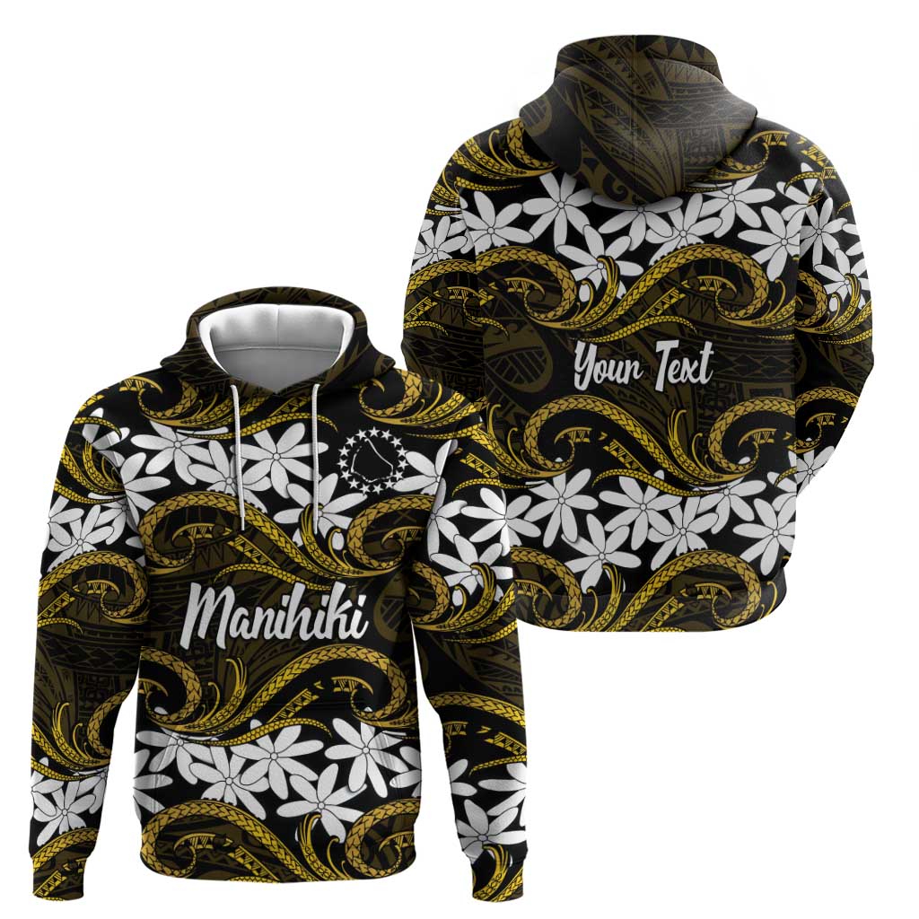 Personalised Cook Islands Manihiki Zip Hoodie Tiare Maori Polynesian Waves Tattoo LT14 - Polynesian Pride