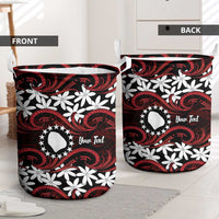 Personalised Cook Islands Atiu Enuamanu Laundry Basket Tiare Maori Polynesian Waves Tattoo