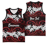 Personalised Cook Islands Atiu Enuamanu Basketball Jersey Tiare Maori Polynesian Waves Tattoo