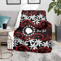 Personalised Cook Islands Atiu Enuamanu Blanket Tiare Maori Polynesian Waves Tattoo