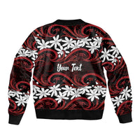 Personalised Cook Islands Atiu Enuamanu Bomber Jacket Tiare Maori Polynesian Waves Tattoo LT14 - Polynesian Pride