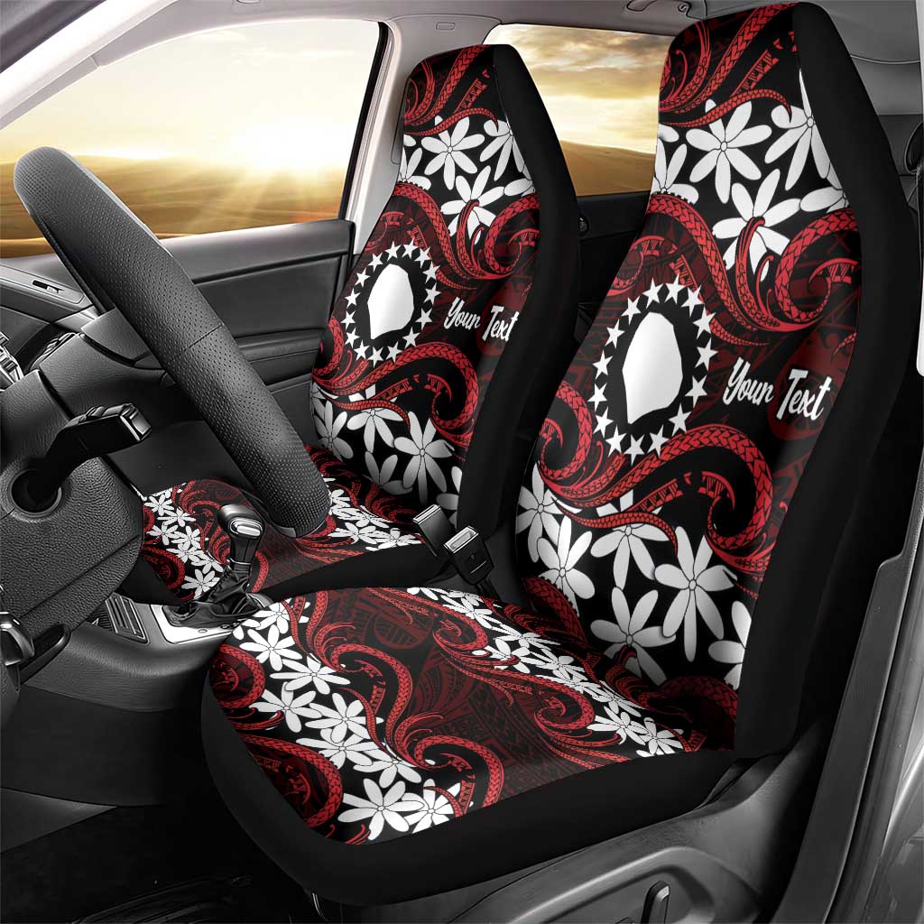 Personalised Cook Islands Atiu Enuamanu Car Seat Cover Tiare Maori Polynesian Waves Tattoo