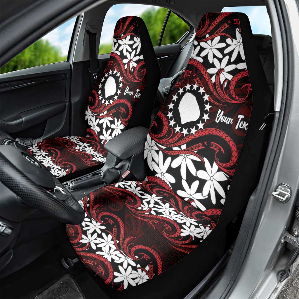 Personalised Cook Islands Atiu Enuamanu Car Seat Cover Tiare Maori Polynesian Waves Tattoo