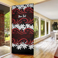 Personalised Cook Islands Atiu Enuamanu Door Cover Tiare Maori Polynesian Waves Tattoo