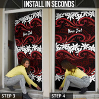 Personalised Cook Islands Atiu Enuamanu Door Cover Tiare Maori Polynesian Waves Tattoo