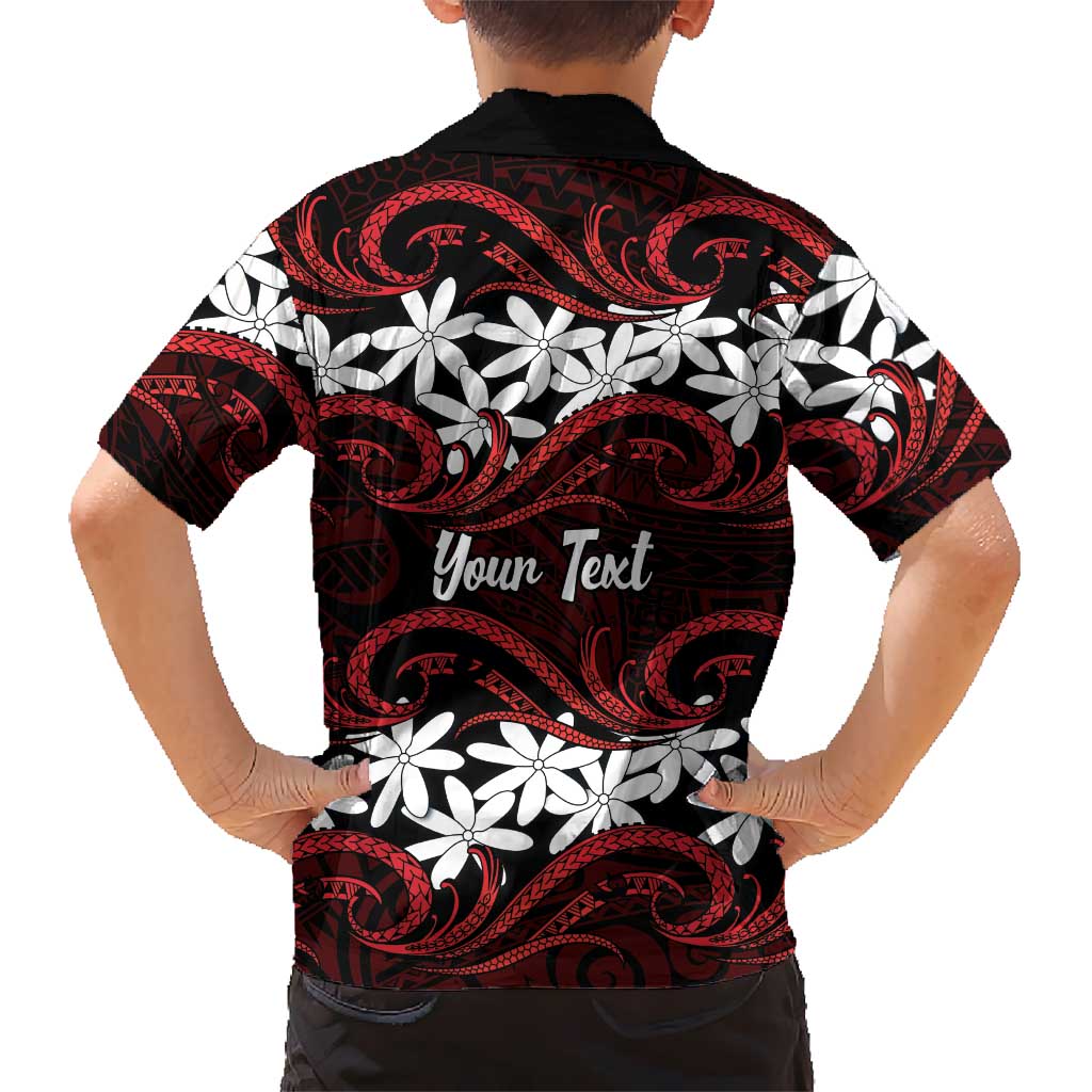 Personalised Cook Islands Atiu Enuamanu Family Matching Off The Shoulder Long Sleeve Dress and Hawaiian Shirt Tiare Maori Polynesian Waves Tattoo LT14 - Polynesian Pride