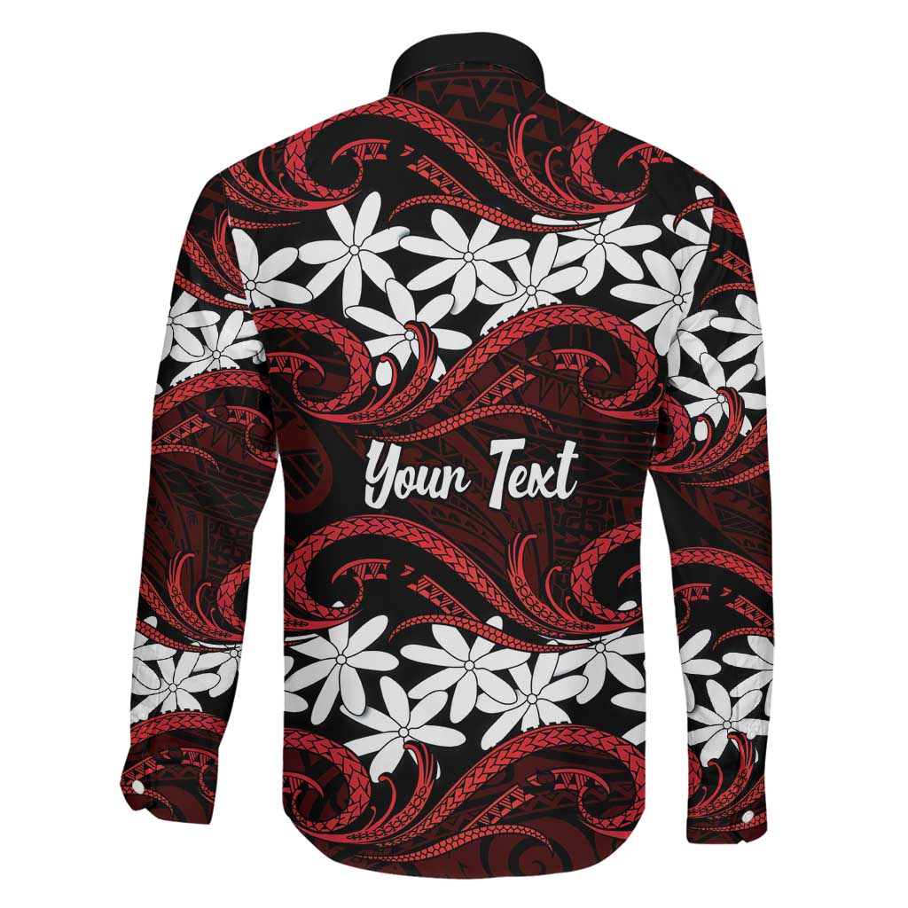 Personalised Cook Islands Atiu Enuamanu Family Matching Off Shoulder Maxi Dress and Hawaiian Shirt Tiare Maori Polynesian Waves Tattoo LT14 - Polynesian Pride