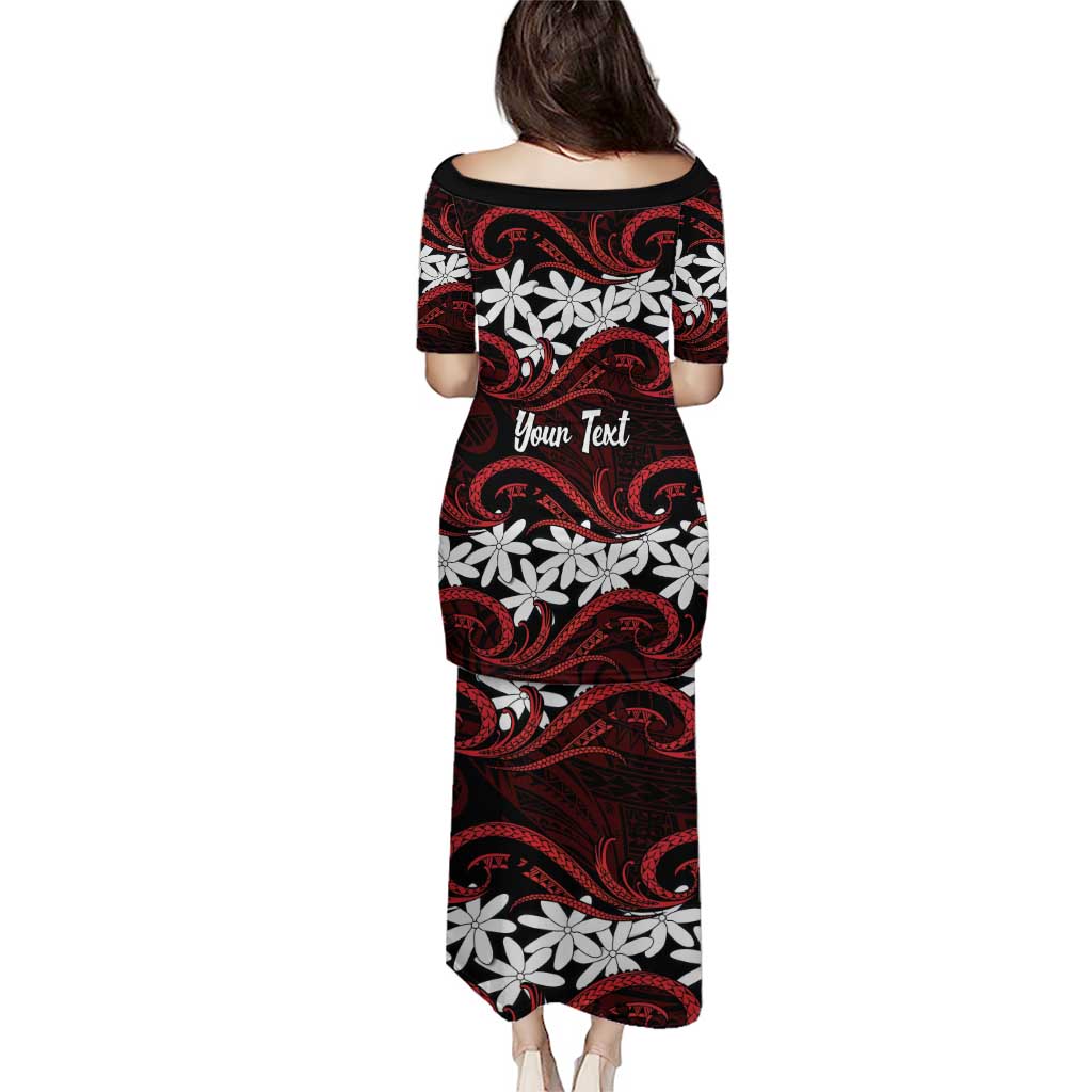 Personalised Cook Islands Atiu Enuamanu Family Matching Puletasi and Hawaiian Shirt Tiare Maori Polynesian Waves Tattoo LT14 - Polynesian Pride