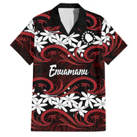 Personalised Cook Islands Atiu Enuamanu Family Matching Tank Maxi Dress and Hawaiian Shirt Tiare Maori Polynesian Waves Tattoo LT14 Dad's Shirt - Short Sleeve Red - Polynesian Pride