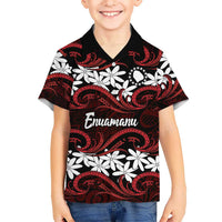 Personalised Cook Islands Atiu Enuamanu Kid Hawaiian Shirt Tiare Maori Polynesian Waves Tattoo