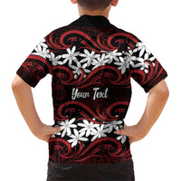 Personalised Cook Islands Atiu Enuamanu Kid Hawaiian Shirt Tiare Maori Polynesian Waves Tattoo