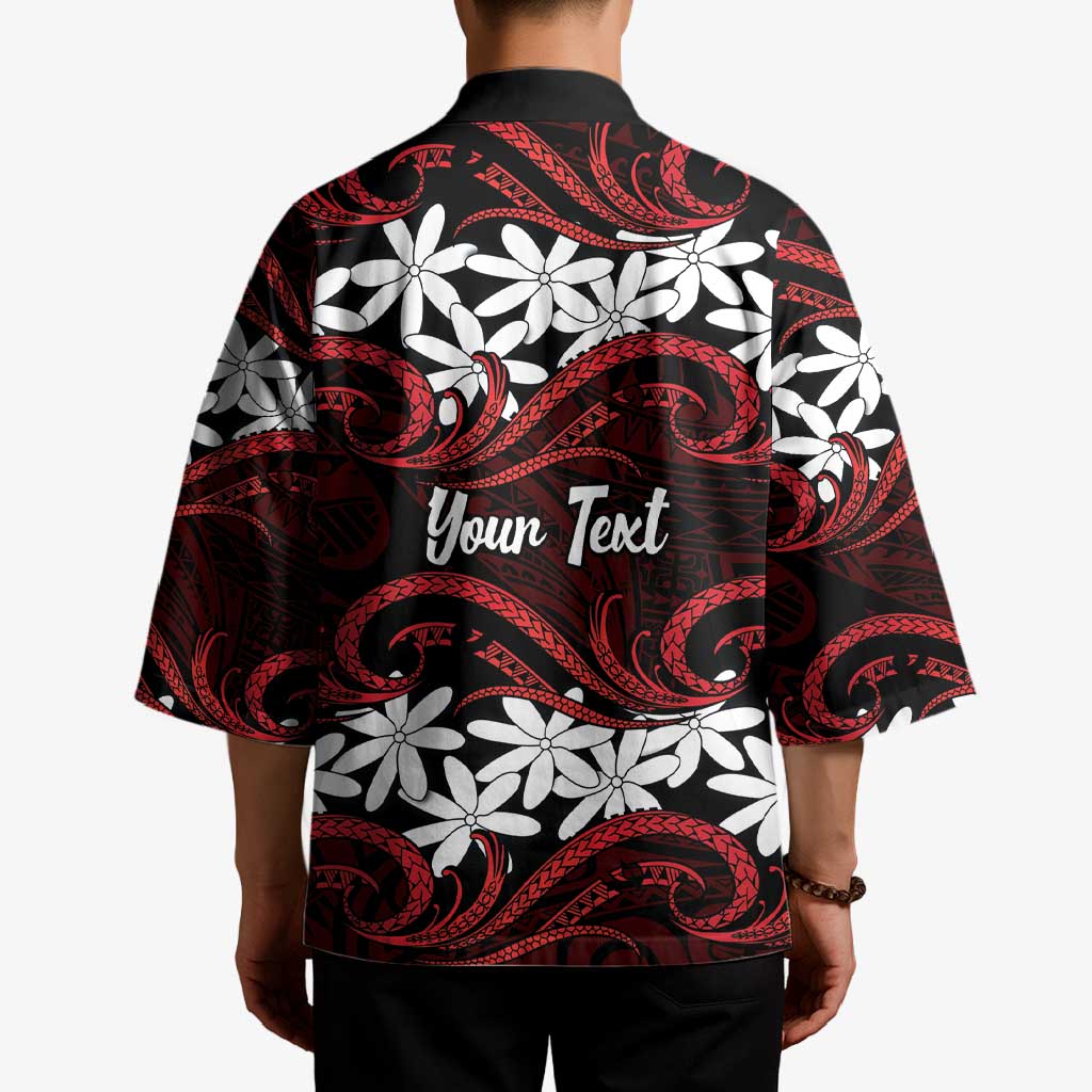 Personalised Cook Islands Atiu Enuamanu Kimono Tiare Maori Polynesian Waves Tattoo