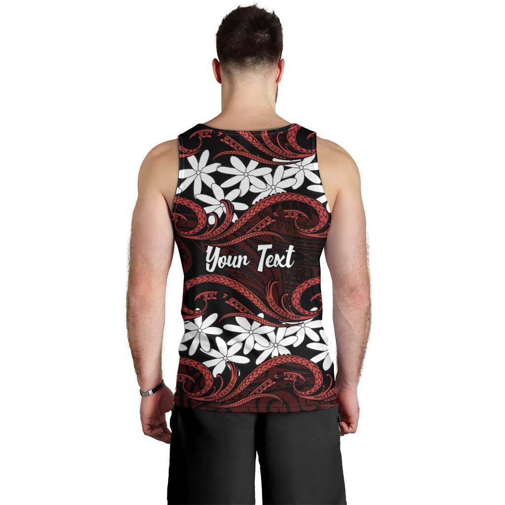 Personalised Cook Islands Atiu Enuamanu Men Tank Top Tiare Maori Polynesian Waves Tattoo