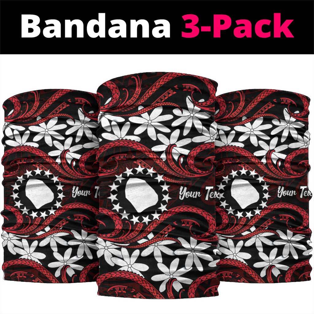 Personalised Cook Islands Atiu Enuamanu Neck Gaiter Tiare Maori Polynesian Waves Tattoo