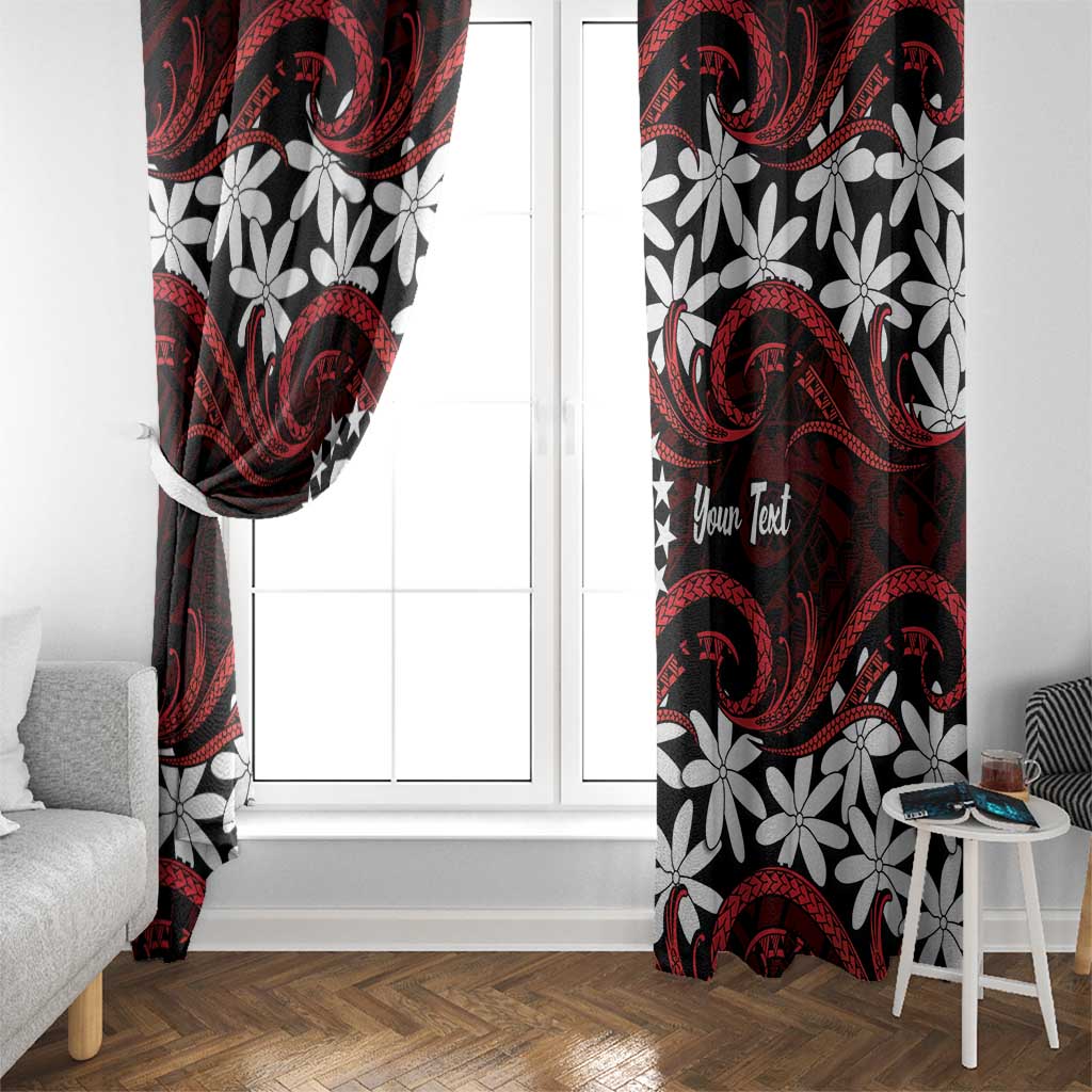 Personalised Cook Islands Atiu Enuamanu Window Curtain Tiare Maori Polynesian Waves Tattoo