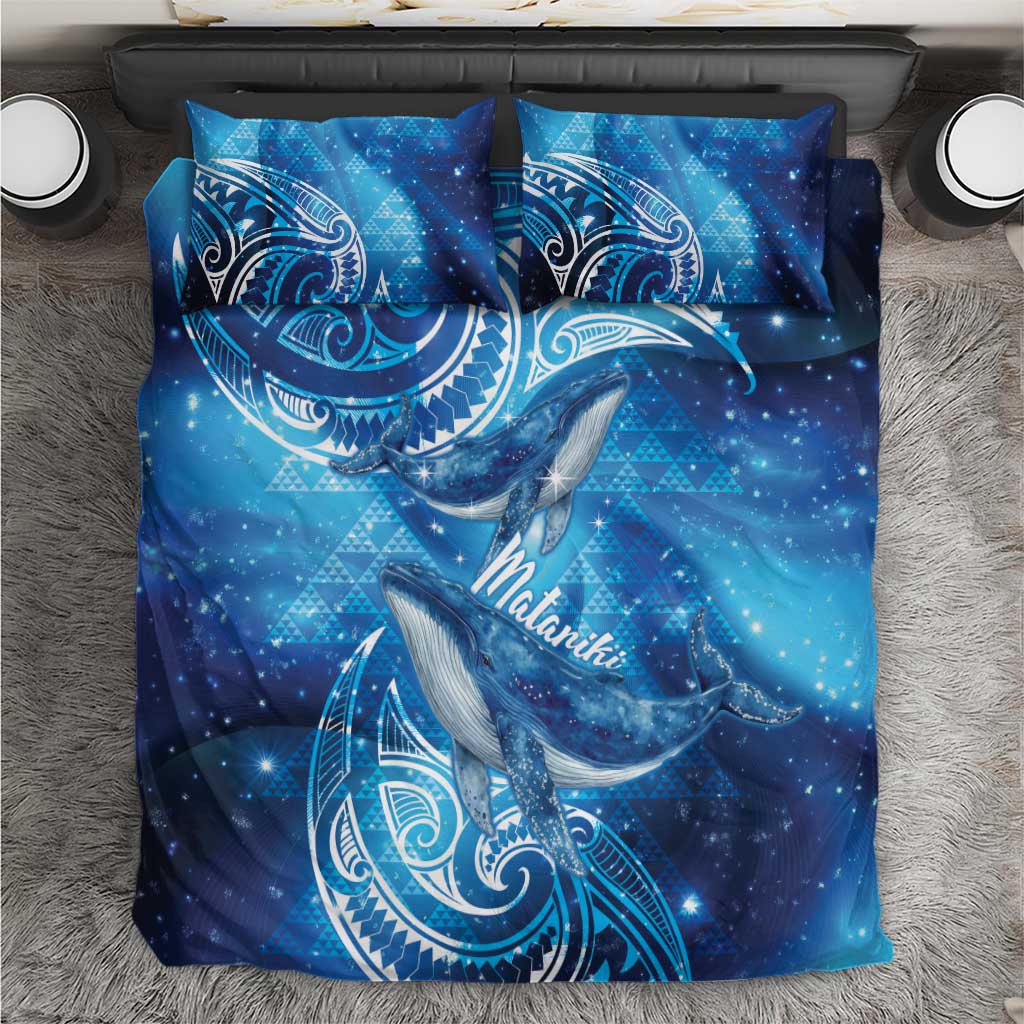 New Zealand Humpback Whale Matariki Bedding Set Maori New Year Taniko Niho Taniwha