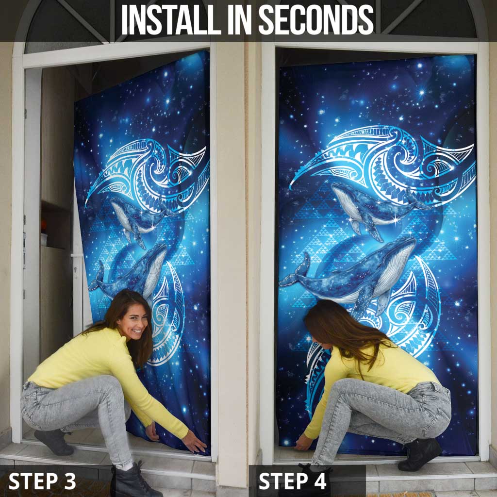 New Zealand Humpback Whale Matariki Door Cover Maori New Year Taniko Niho Taniwha