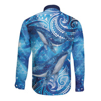 New Zealand Humpback Whale Matariki Long Sleeve Button Shirt Maori New Year Taniko Niho Taniwha