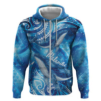 New Zealand Humpback Whale Matariki Zip Hoodie Maori New Year Taniko Niho Taniwha LT14 Zip Hoodie Blue - Polynesian Pride