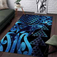 Humpback Whale Matariki New Zealand Area Rug NZ Maori Paikea Poutama Luxury Blue