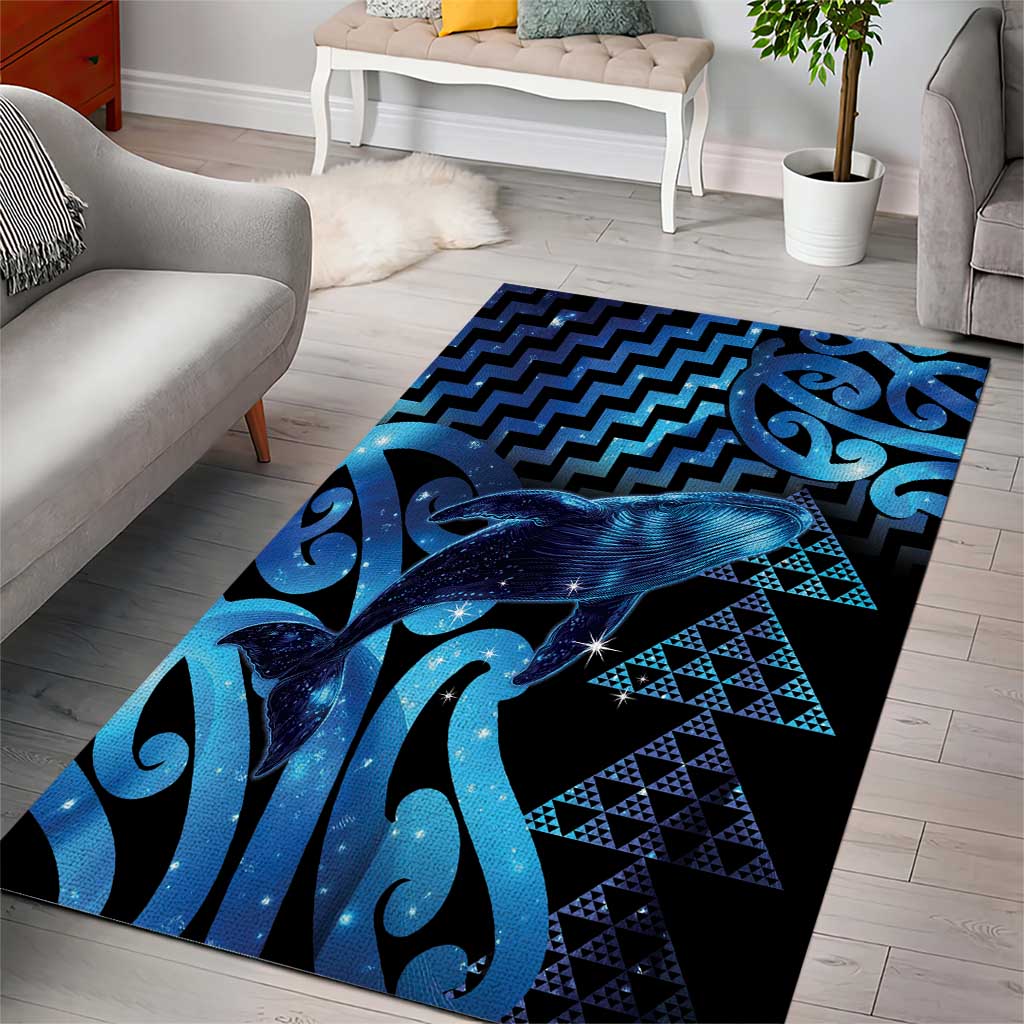 Humpback Whale Matariki New Zealand Area Rug NZ Maori Paikea Poutama Luxury Blue